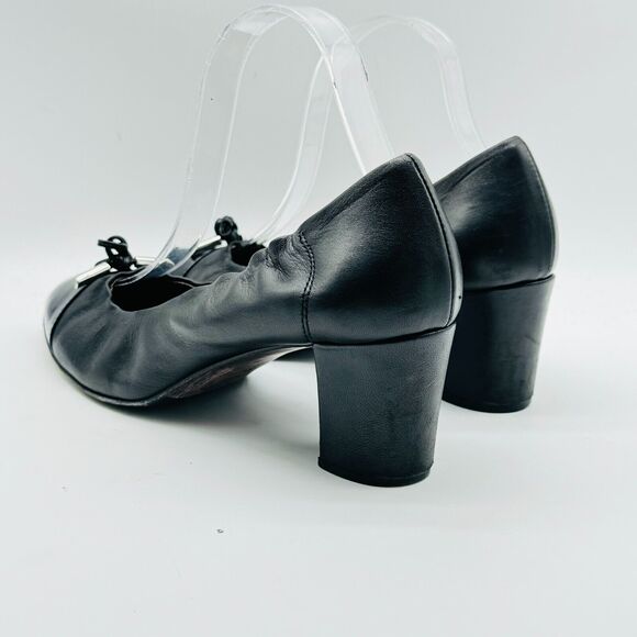 AGL Shoes Womens EU 39 US 9 Black Leather Heels Cap Toe Pumps Attilo Giusti - Picture 6 of 12